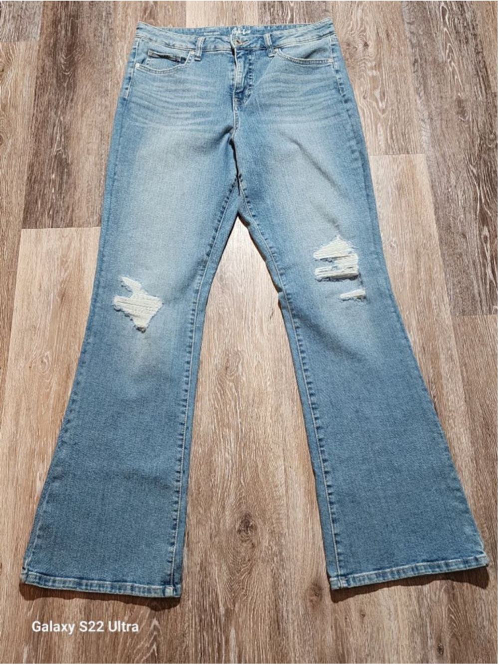 Women's Style & Co Light Blue Distressed Boot Cut Jeans Size 12